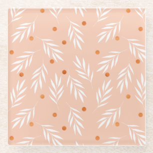 Dessous-de-verre En Verre Motif Feuille moderne Apricot rose