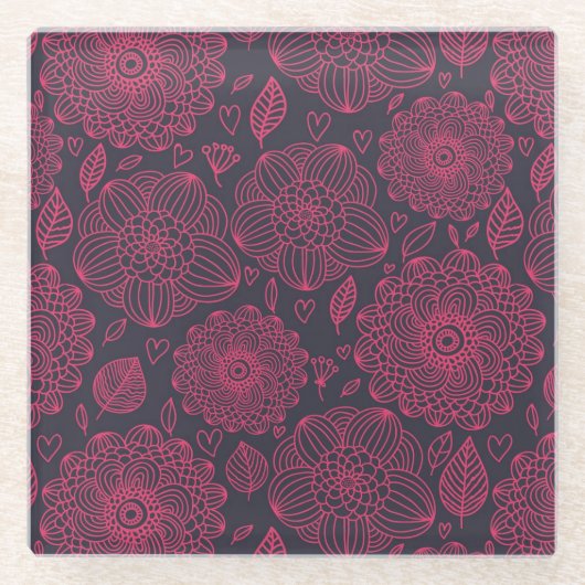 Dessous-de-verre En Verre Motif floral 12 (Devant)
