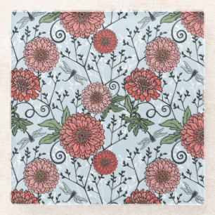 Dessous-de-verre En Verre Motif floral 3