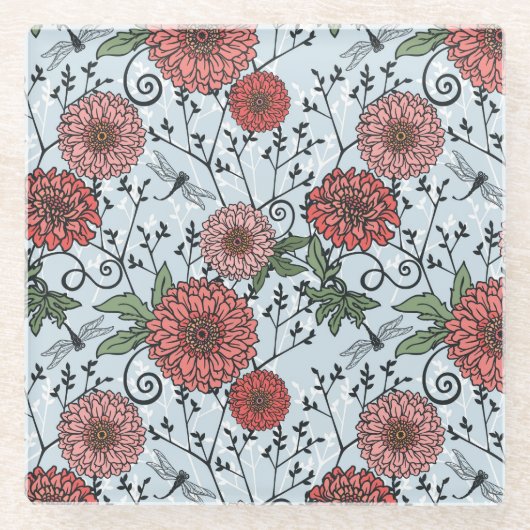 Dessous-de-verre En Verre Motif floral 3 (Devant)