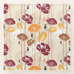 Dessous-de-verre En Verre Motif floral 4 d'élégance abstraite