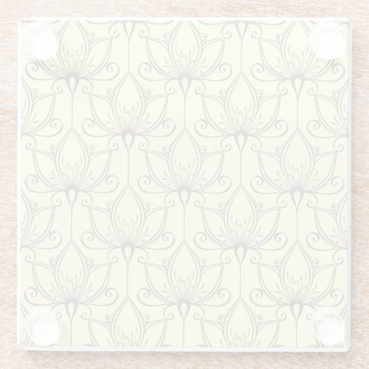 Dessous-de-verre En Verre Motif floral à la crème (Dos)