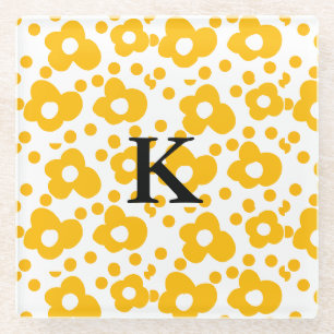 Dessous-de-verre En Verre Motif floral de marguerite blanc jaune ajouter mon