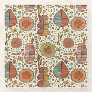Dessous-de-verre En Verre Motif floral d'été fait de feuille