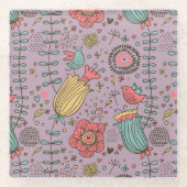 Dessous-de-verre En Verre Motif floral élégant avec des fleurs (Devant)