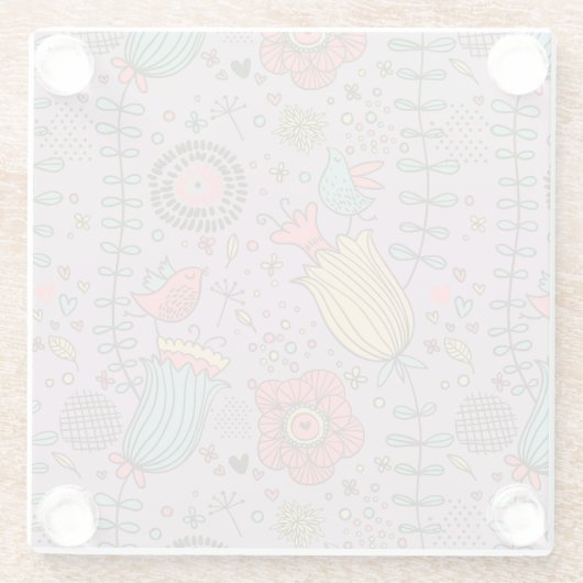 Dessous-de-verre En Verre Motif floral élégant avec des fleurs (Dos)