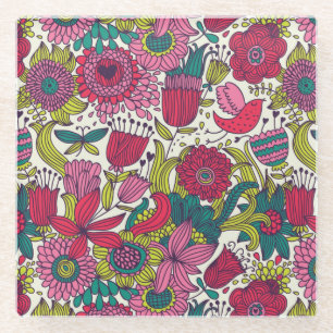 Dessous-de-verre En Verre Motif floral lumineux