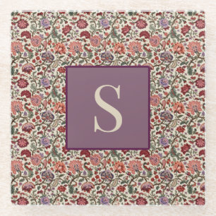 Dessous-de-verre En Verre Motif floral paisley botanique vintage – Orné