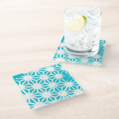 Dessous-de-verre En Verre Motif géométrique Aqua (Incliné)