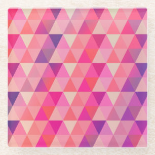 Dessous-de-verre En Verre Motif géométrique couleur rose violet triangles
