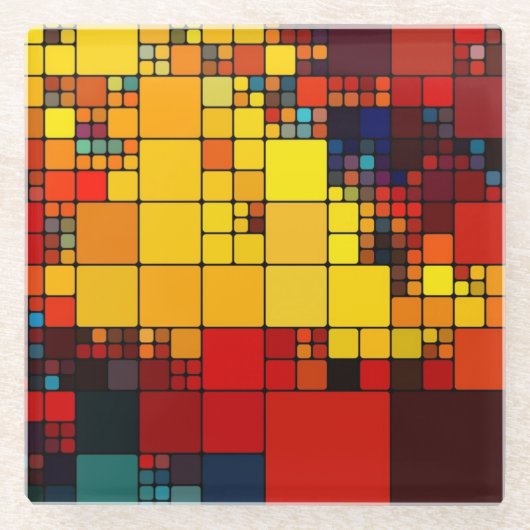 Dessous-de-verre En Verre Motif géométrique d'arc-en-ciel vibrant abstrait (Devant)