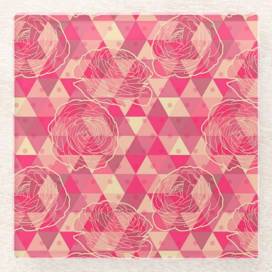 Dessous-de-verre En Verre motif géométrique de fleurs (Devant)