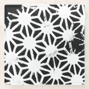 Dessous-de-verre En Verre Motif géométrique noir et blanc