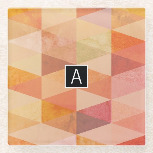 Dessous-de-verre En Verre Motif géométrique Triangle souple | Monogramme (Devant)