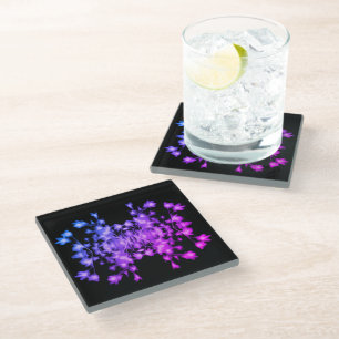 Dessous-de-verre En Verre Motif graphique floral abstrait arc-en-ciel