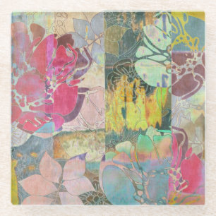 Dessous-de-verre En Verre Motif grunge floral d'art