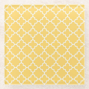 Dessous-de-verre En Verre Motif jaune de Quatrefoil