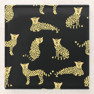 Dessous-de-verre En Verre Motif léopard : Arrière - plan noir Cheetah