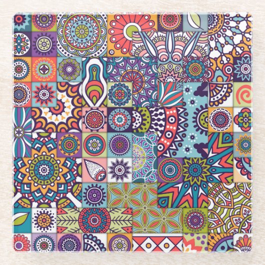 Dessous-de-verre En Verre Motif Mandala (Devant)