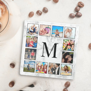 Dessous-de-verre En Verre Motif Marbre blanc en pierre