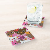 Dessous-de-verre En Verre motif mignon d'arrière - plan de chat de chaton (Incliné)