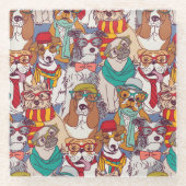 Dessous-de-verre En Verre Motif mignon de mode de chiot (Devant)