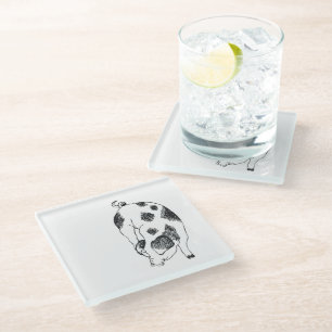 Dessous-de-verre En Verre Motif minimaliste de Cottagecore vintage représent