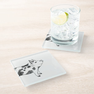 Dessous-de-verre En Verre Motif minimaliste de Cottagecore vintage représent