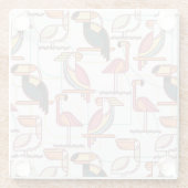 Dessous-de-verre En Verre Motif moderne avec les oiseaux tropicaux (Dos)