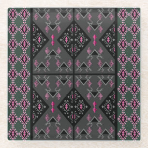 Dessous-de-verre En Verre Motif moderne inspiré par le noir, le gris et le r
