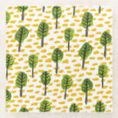 Dessous-de-verre En Verre Motif Naïve Green Black Tree (Devant)