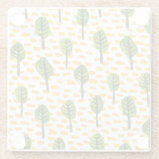 Dessous-de-verre En Verre Motif Naïve Green Black Tree (Dos)