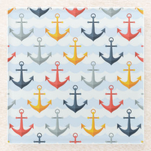 Dessous-de-verre En Verre Motif nautique avec des Ancres