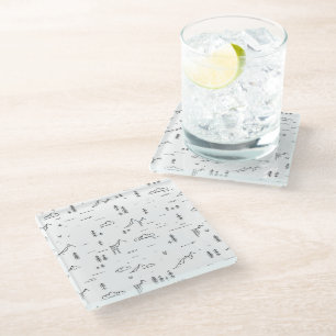 Dessous-de-verre En Verre Motif paysager des lignes de bois géométriques