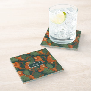 Dessous-de-verre En Verre Motif personnalisé coloré rétro orang-outan