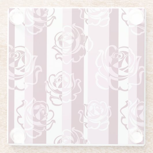 Dessous-de-verre En Verre Motif rayé avec des roses (Dos)