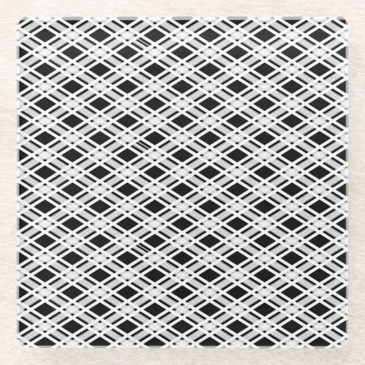 Dessous-de-verre En Verre Motif rayé de plaid (Devant)