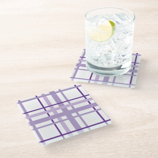 Dessous-de-verre En Verre Motif rayures violettes (Incliné)