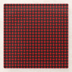 Dessous-de-verre En Verre Motif Red Black Weaver