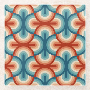 Dessous-de-verre En Verre Motif Retro Summer Rainbow Stripes