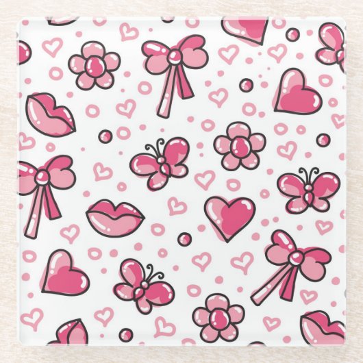 Dessous-de-verre En Verre motif romantique (Devant)