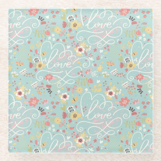 Dessous-de-verre En Verre Motif romantique lumineux moderne (Devant)