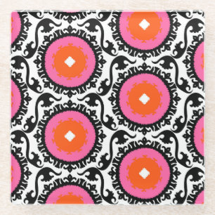 Dessous-de-verre En Verre Motif rose de Suzani