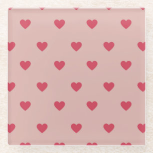 Dessous-de-verre En Verre Motif rose Retro Coeur Y2K avec Arrière - plan ros