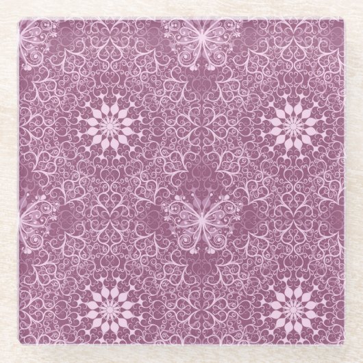 Dessous-de-verre En Verre Motif rose vintage (Devant)