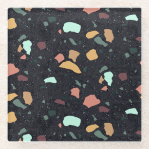 Dessous-de-verre En Verre Motif Terrazzo Noir