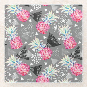 Dessous-de-verre En Verre Motif texturisé par ananas géométrique