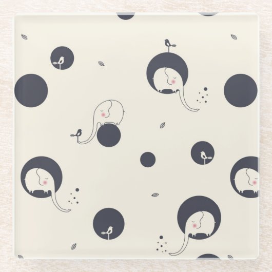 Dessous-de-verre En Verre Motif timide d'éléphant (Devant)