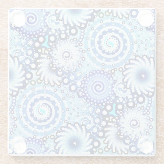 Dessous-de-verre En Verre Motif tourbillon fractal, nuances bleues (Dos)