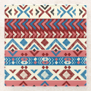 Dessous-de-verre En Verre Motif tribal coloré tiré à la main